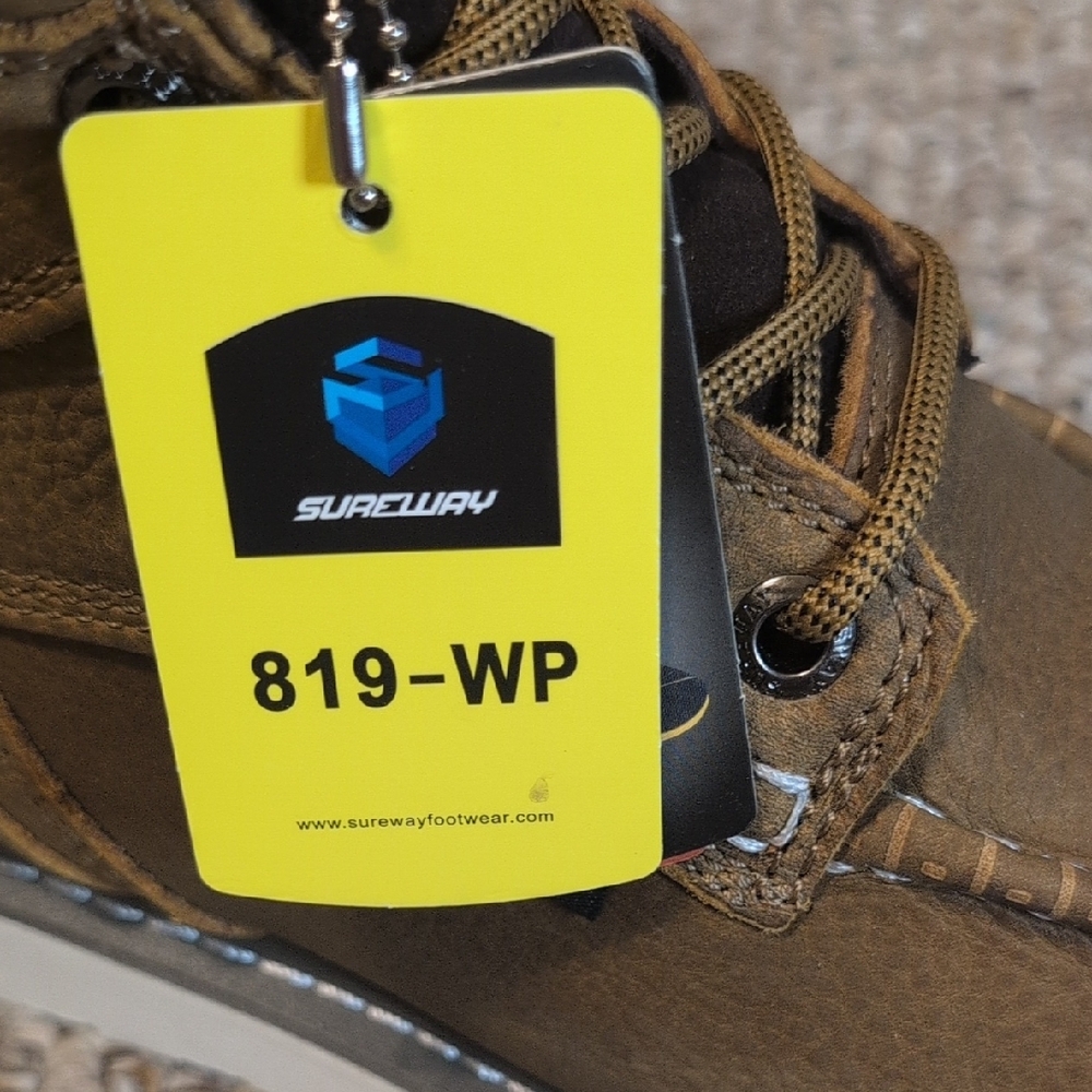 SUREWAY Mens Heavy Duty Leather Work Boots For Men LIMITED 819-WP Tobacco - Picture 3 of 6